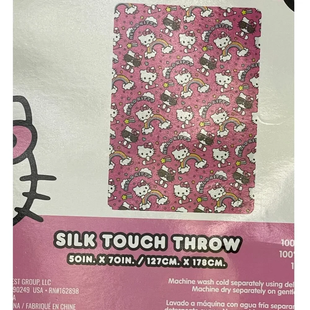 Hello Kitty Sanrio Silk Touch Throw Blanket 50 x 70 Starry Rainbows Pink NEW